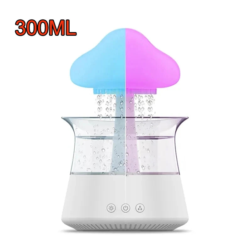 Cloud and Raindrop Humidifier Colorful Mushroom Rain Forest Aromatherapy Machine Household Rain Cloud Landscape LED Table Lamp