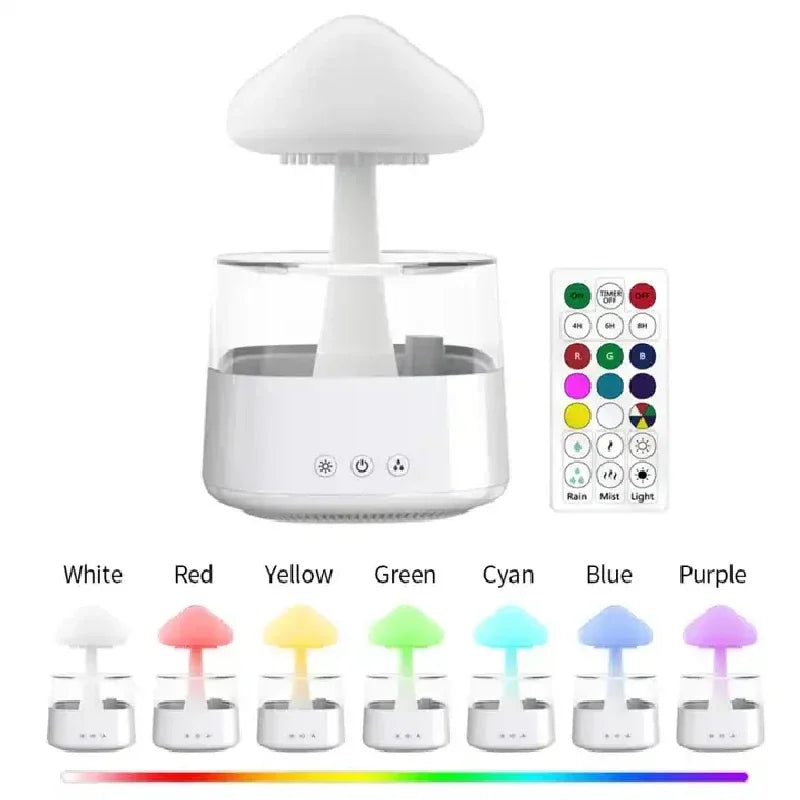 Cloud and Raindrop Humidifier Colorful Mushroom Rain Forest Aromatherapy Machine Household Rain Cloud Landscape LED Table Lamp